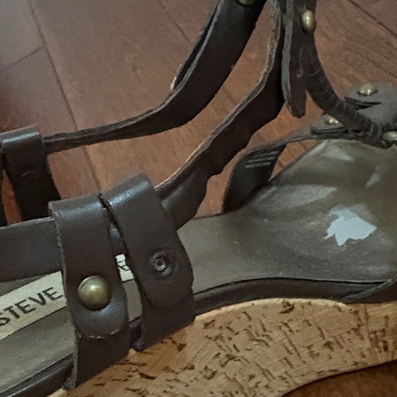 Steve Madden Dark Brown Strappy Wedge Sandals - Picture 5 of 8